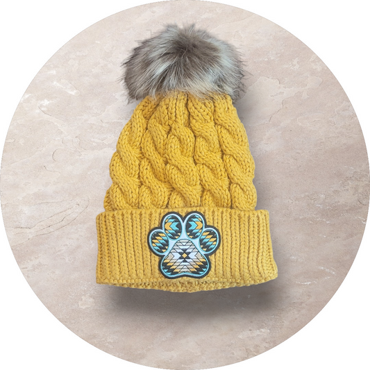 Yellow Pawprint Beanie